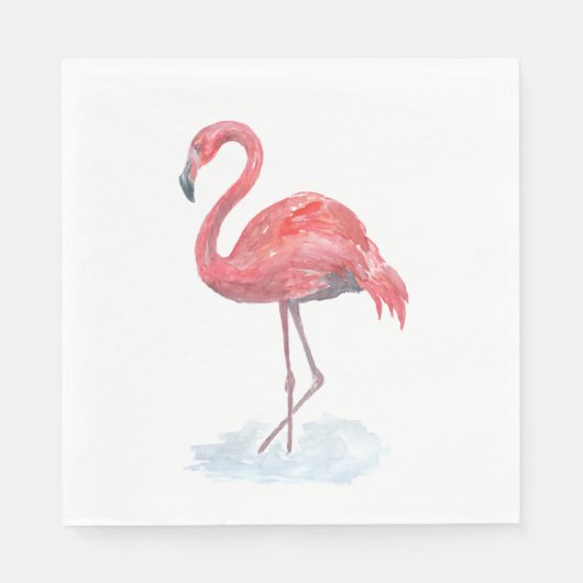 Roze flamingo, waterverf. servet (Voorkant)