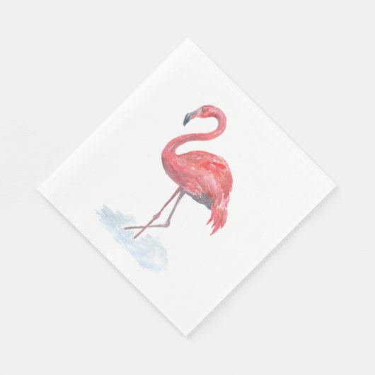 Roze flamingo, waterverf. servet (Hoek)