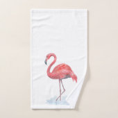 Roze flamingo, waterverf. wasdoek bad handdoek (Handdoek)