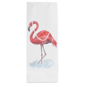 Roze flamingo, waterverf. wijn cadeautas (Achterkant)