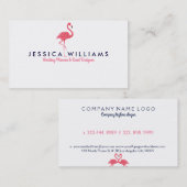 Roze Flamingo Waterverven Illustratie Visitekaartje (Voorkant / Achterkant)