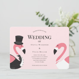 Roze Flamingo Wedding Kaart