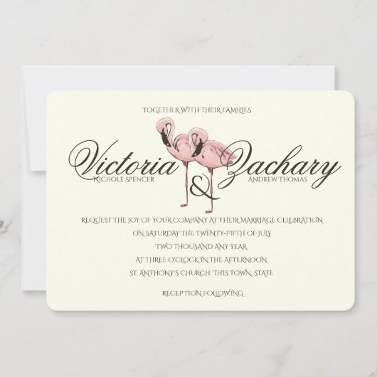 Roze Flamingo Wedding Kaart (Voorkant)