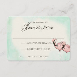 Roze Flamingo Wedding Response Kaart