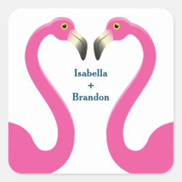 Roze Flamingo Wedding Sticker