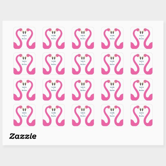 Roze Flamingo Wedding Sticker (Vel)