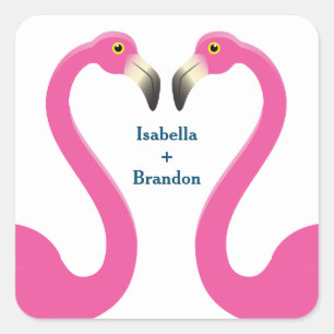 Roze Flamingo Wedding Sticker