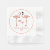 Roze Flamingo Wedding Tropische Pick Maten Servet (Voorkant)