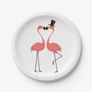 Roze Flamingo Wedding Vrijgezellenfeest Love Luau Papieren Bordje