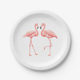 Roze Flamingo Wedding Vrijgezellenfeest Love Luau Papieren Bordje