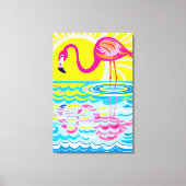 Roze Flamingo Weerspiegeling Canvas Afdruk (Voorkant)
