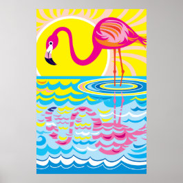Roze Flamingo Weerspiegeling Poster