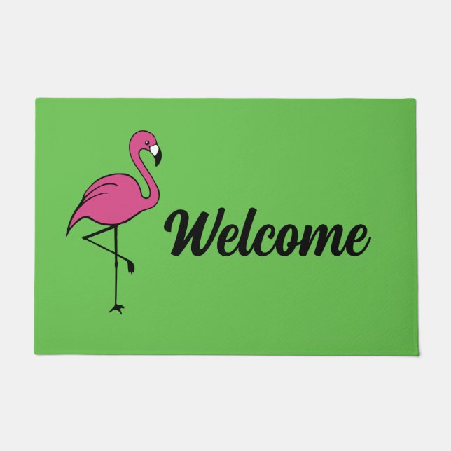 Roze flamingo Welkom Mat Doormat Rug (Voorkant)
