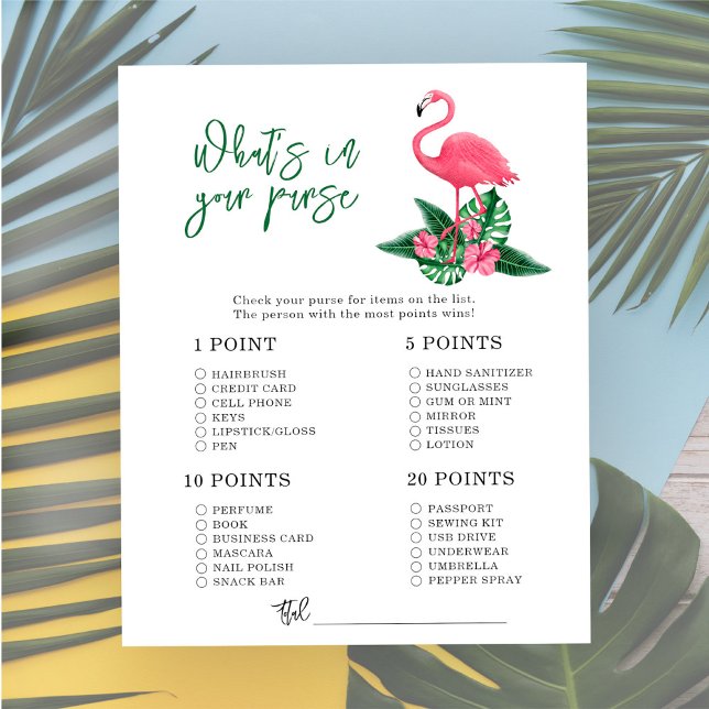 Roze flamingo - Whats in je tas baby shower (Creator heeft geüpload)