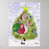 Roze Flamingo Whimsical Merry kerstPoster Poster (Voorkant)