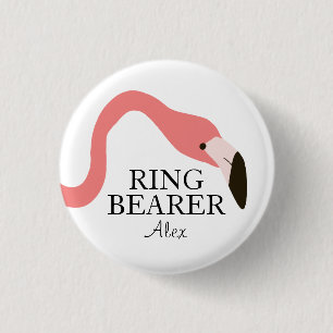 Roze flamingo Whimsy Ring Bearer Ronde Button 3,2 Cm