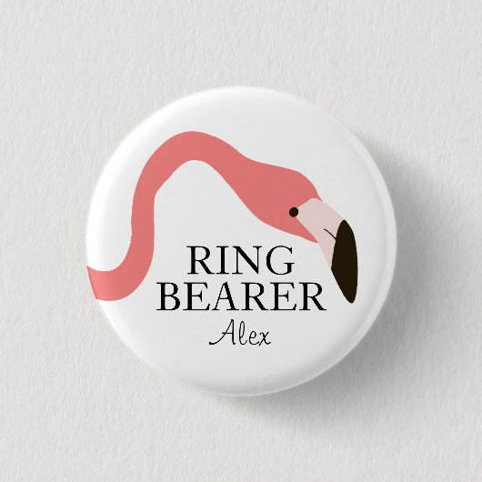 Roze flamingo Whimsy Ring Bearer Ronde Button 3,2 Cm (Voorkant)