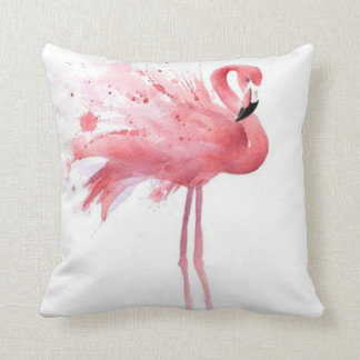 Roze Flamingo -White Kussen