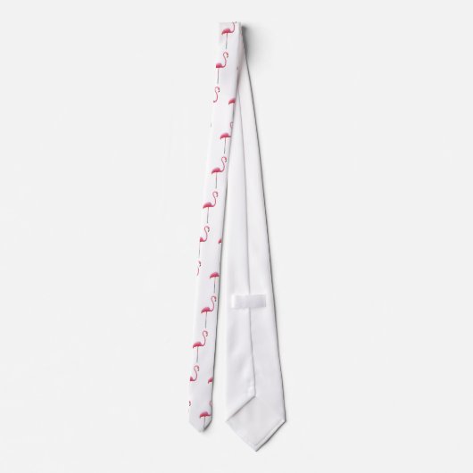 Roze Flamingo White Stropdas (Achterkant)