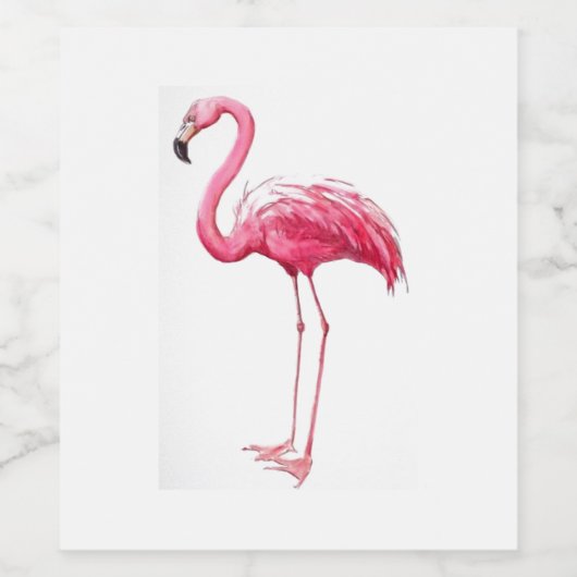 Roze Flamingo Wijn Etiket (Enkel label)