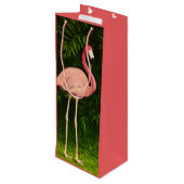 Roze Flamingo Wijn Gift Bag Cadeautas (Achterkant Gekanteld)