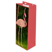 Roze Flamingo Wijn Gift Bag Cadeautas (Voorkant Gekanteld)