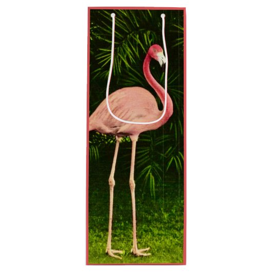 Roze Flamingo Wijn Gift Bag Wijn Cadeautas (Voorkant)