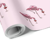 Roze Flamingo Wijndrinker Grappig Patroon Cadeaupapier (Rol Hoek)