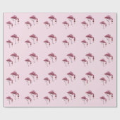 Roze Flamingo Wijndrinker Grappig Patroon Cadeaupapier (Vlak)