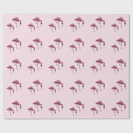 Roze Flamingo Wijndrinker Grappig Patroon Cadeaupapier (Vlak)