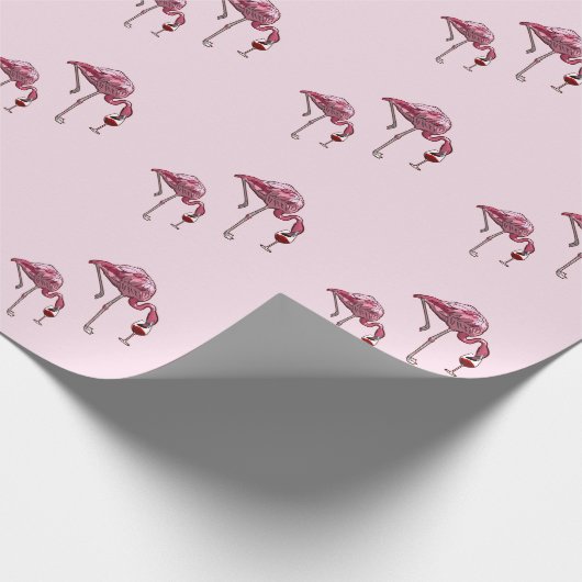 Roze Flamingo Wijndrinker Grappig Patroon Cadeaupapier (Hoek)