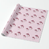 Roze Flamingo Wijndrinker Grappig Patroon Cadeaupapier (Uitgerold)