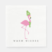 Roze Flamingo Winter Kerst Servetten (Voorkant)