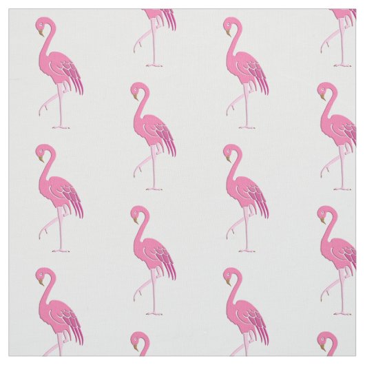  roze flamingo, witte achtergrond stof (Swatch)
