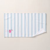 Roze Flamingo Witte & Blauwe Strepen Bad Handdoek (Handdoek)