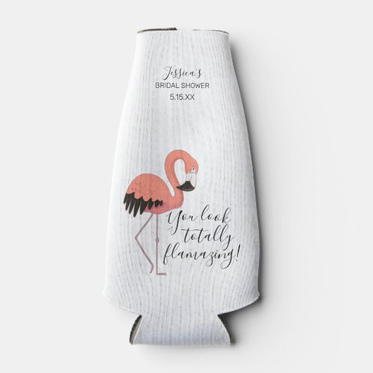 Roze Flamingo Witte Flamazing Bruidsfeest Flesjeskoeler (Voorkant)