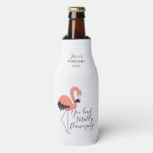 Roze Flamingo Witte Flamazing Bruidsmeisjesfeest Flesjeskoeler (Fles Voorkant)