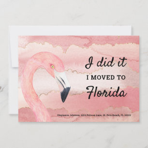 Roze Flamingo wolkenpatroon Ik verhuisde naar Flor Aankondiging