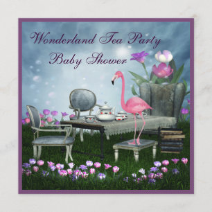 Roze Flamingo Wonderland Tea Party Baby shower Kaart
