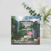 Roze Flamingo Wonderland Tea Party Baby shower Kaart (Staand voorkant)