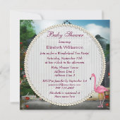 Roze Flamingo Wonderland Tea Party Baby shower Kaart (Achterkant)