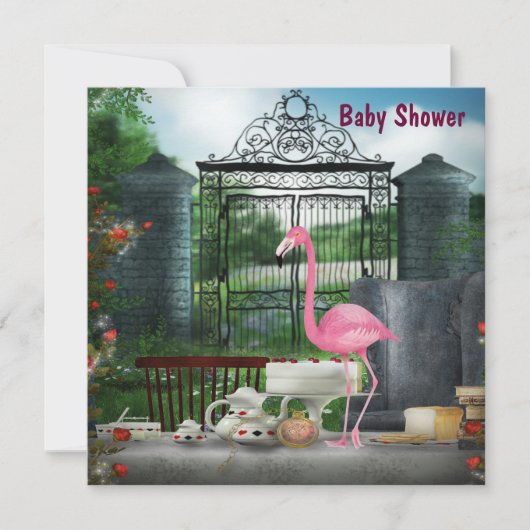 Roze Flamingo Wonderland Tea Party Baby shower Kaart (Voorkant)