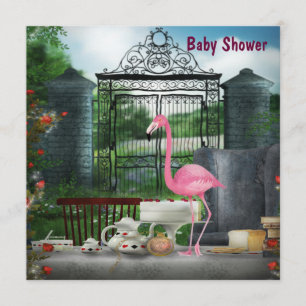 Roze Flamingo Wonderland Tea Party Baby shower Kaart