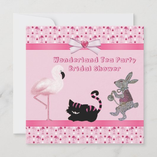 Roze Flamingo Wonderland Tea Party Vrijgezellenfee Kaart (Voorkant)