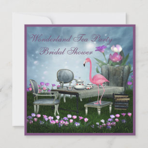 Roze Flamingo Wonderland Tea Party Vrijgezellenfee Kaart