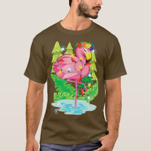 Roze flamingo Xmas licht Hawaiian Summer Tropisch T-shirt