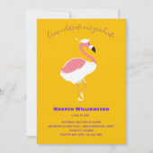 Roze Flamingo Yellow Animal Afstuderen Kaart (Voorkant)