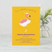 Roze Flamingo Yellow Animal Afstuderen Kaart (Staand voorkant)