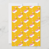Roze Flamingo Yellow Animal Afstuderen Kaart (Achterkant)