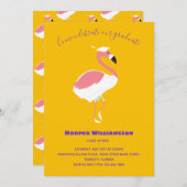 Roze Flamingo Yellow Animal Afstuderen Kaart (Voorkant / Achterkant)